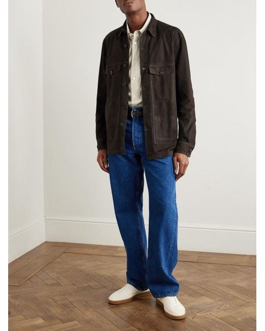 Thom Sweeney Black Suede Overshirt for men