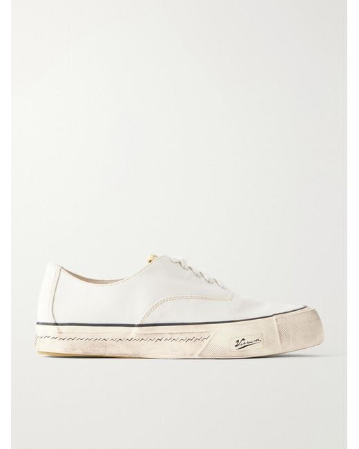 Visvim Natural Logan Distressed Canvas Sneakers for men
