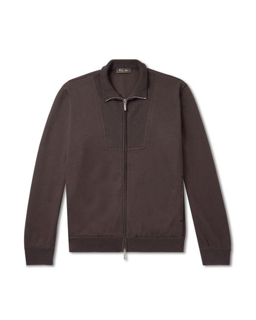 Loro Piana Brown Whitney Ribbed Cotton, Silk And Cashmere-Blend Sweater for men