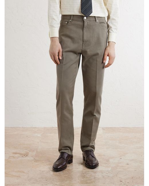 Dunhill Gray Tapered Cotton-blend Twill Trousers for men