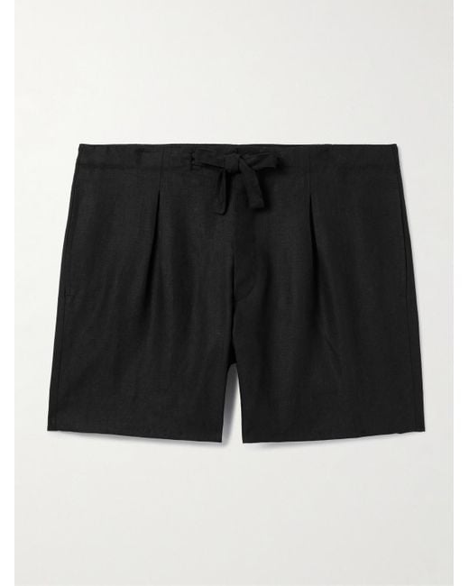STÒFFA Black Linen-twill Shorts for men