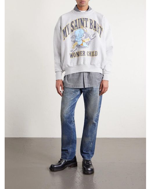 SAINT Mxxxxxx White Printed Cotton-blend Jersey Sweatshirt for men