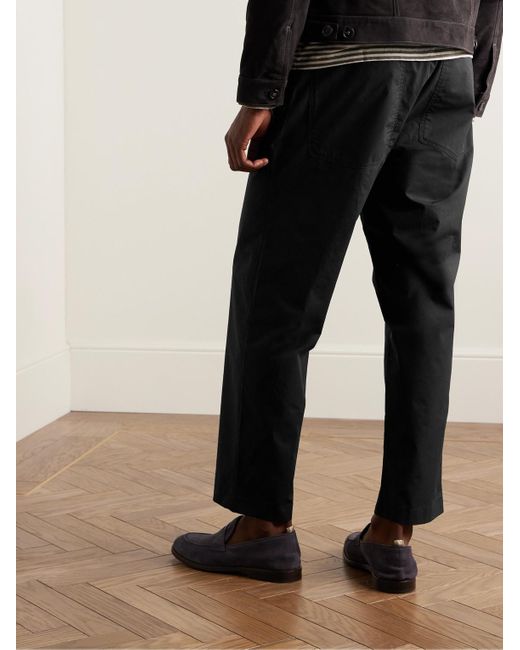 Officine Generale Black Walter Straight-leg Organic Cotton-poplin Trousers for men
