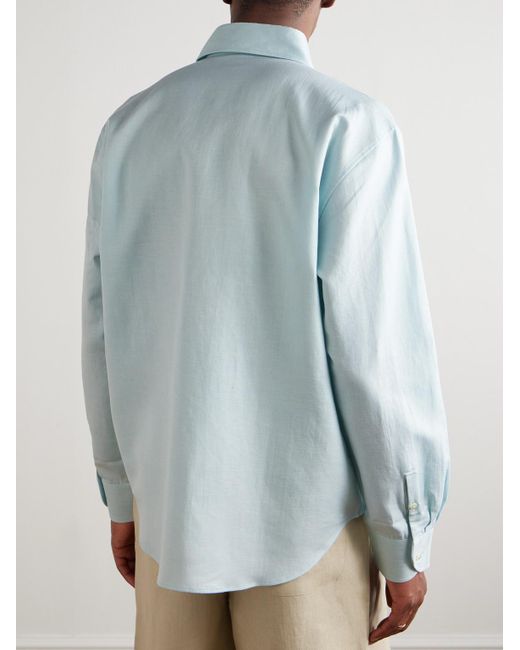 Cotton And Linen-Blend Shirt di STÒFFA in Blue da Uomo