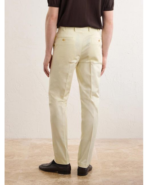 De Petrillo Natural Tapered Cotton-Twill Suit Trousers for men