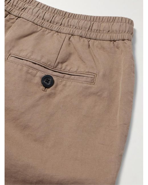 Mr P. Natural James Straight-leg Cotton And Linen-blend Twill Drawstring Trousers for men