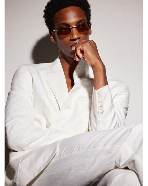 Cartier Natural Rimless Rectangular-Frame-Tone Sunglasses for men