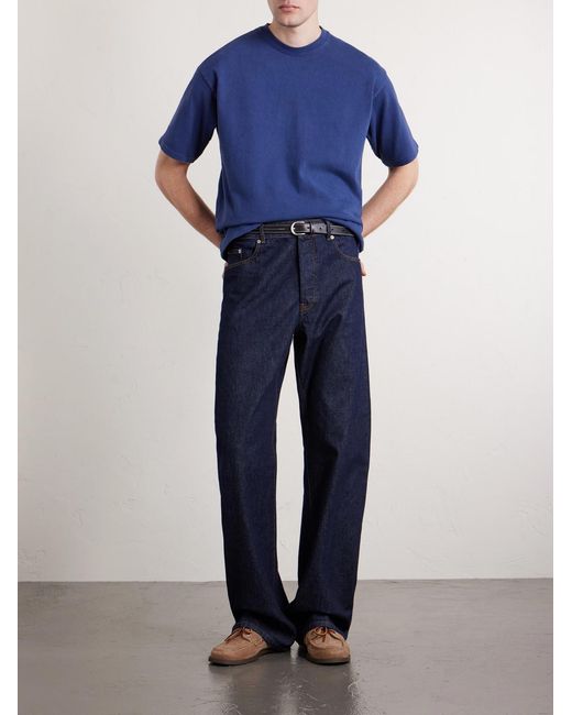 A.PRESSE Blue Vintage Cotton-Jersey T-Shirt for men
