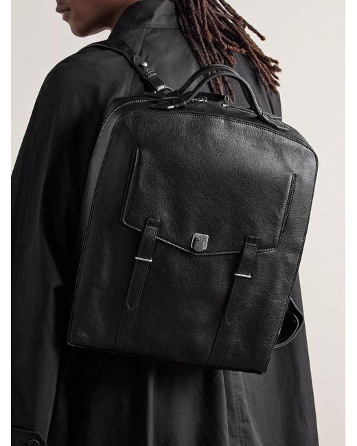 Metier Black Rider Full-grain Leather Backpack for men