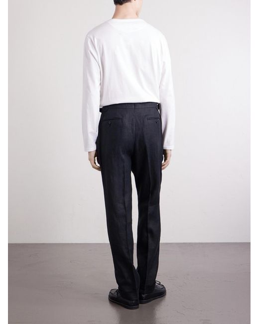 Saman Amel Blue Amie Straight-leg Linen Suit Trousers for men