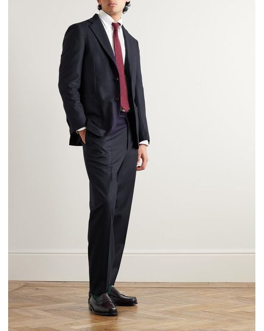Drake's Blue Virgin Wool-Flannel Suit Jacket for men
