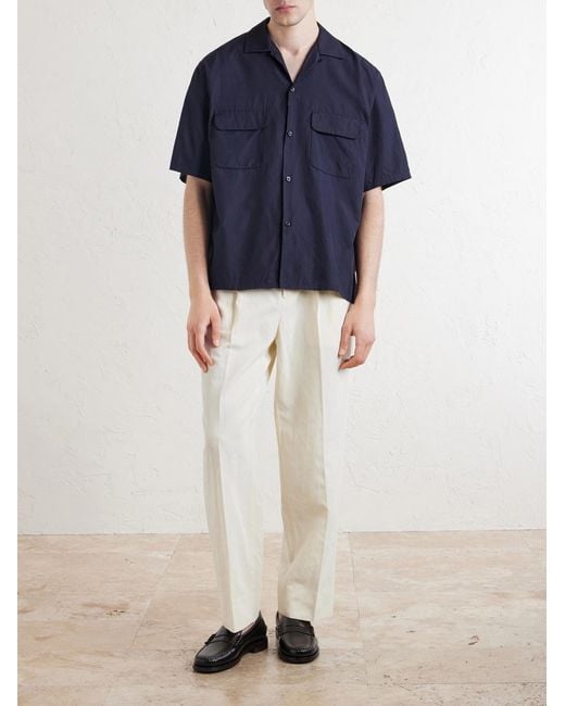 Kaptain Sunshine White Tapered Cotton And Linen-blend Trousers for men