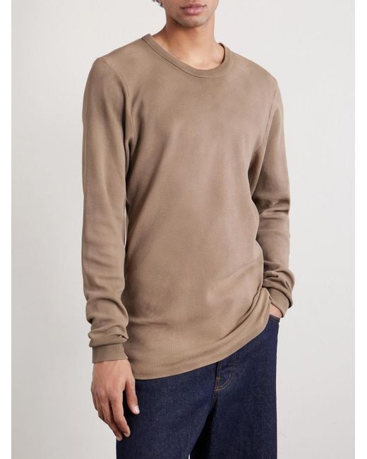 Les Tien Natural Thermal Slim-Fit Cotton-Blend Piqué T-Shirt for men