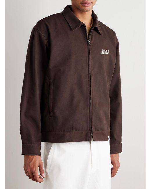 Neighborhood Brown Cropped Logo-embroidered Twill Jacket for men