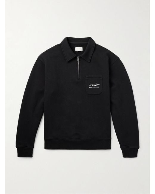 Aimé Leon Dore Blue Logo-print Cotton-jersey Half-zip Sweater for men