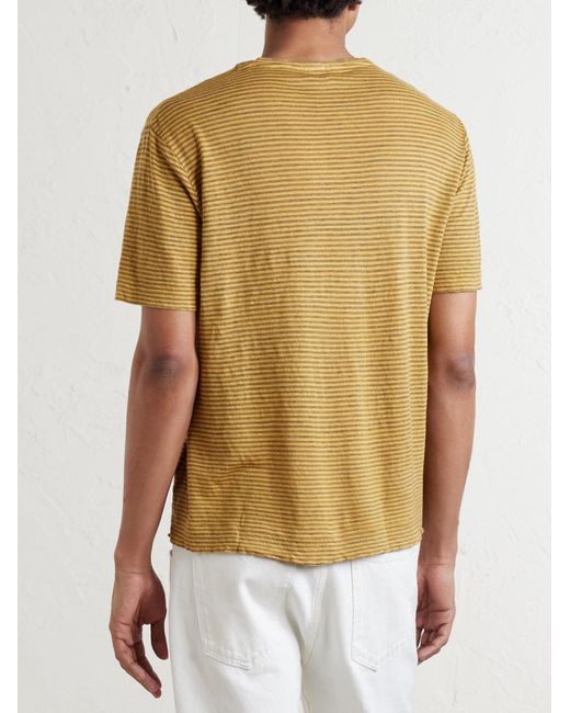 Massimo Alba Yellow Panarea Linen And Cotton T-Shirt for men