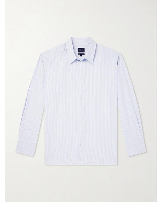 A.P.C. White Malo Striped Organic Cotton Shirt for men
