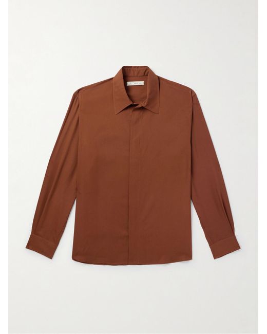 Umit Benan Brown Silk Shirt for men