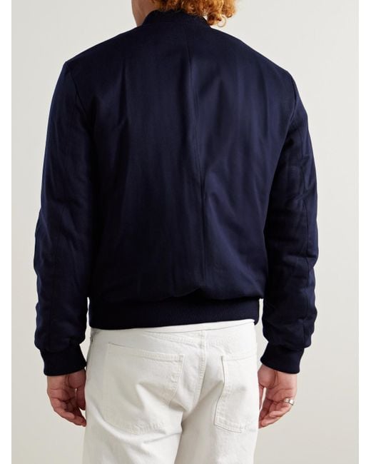 Mr P. Blue Padded Cashmere-Blend Bomber Jacket for men
