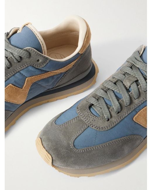 Visvim Blue Fkt Runner Suede-trimmed Quilted Canvas Sneakers for men