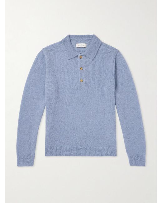 LE17SEPTEMBRE Blue Pointelle-knit Polo Shirt for men