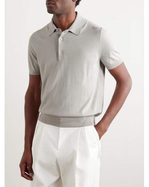 Tom Ford White Slim-Fit Sea Island Cotton Polo Shirt for men