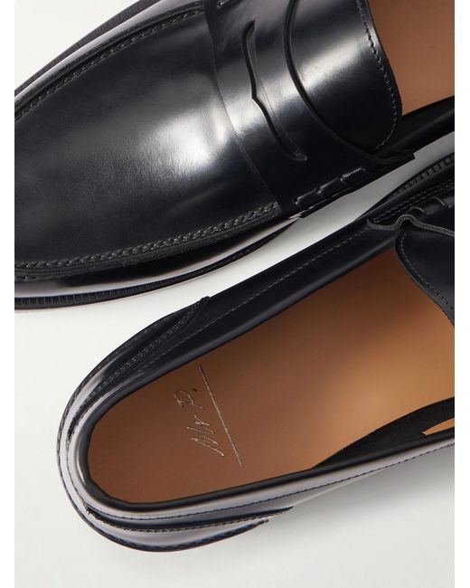 Mr P. Black Split-Toe Leather Penny Loafers for men