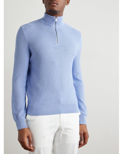 Ralph Lauren Troyer aus einer Maulbeerseiden-Baumwollmischung in Blue für Herren