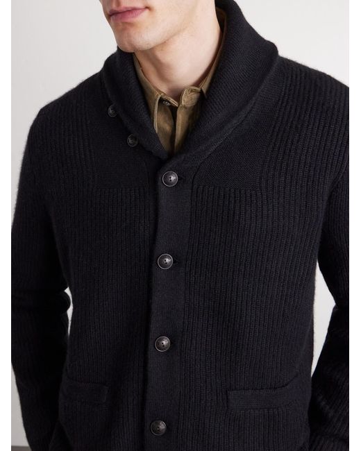 RRL Blue Shawl-Collar Cashmere Cardigan for men
