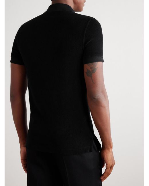 Tom Ford Black Slim-Fit Cotton-Blend Terry Polo Shirt for men