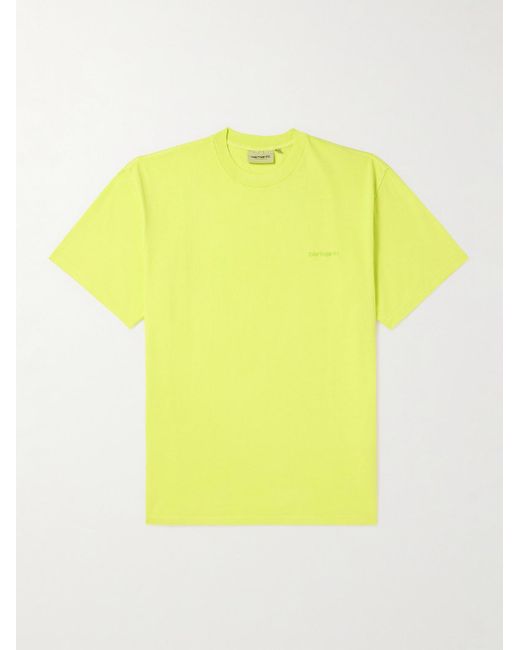 Carhartt Yellow Duster Garment-Dyed Logo-Embroidered Cotton-Jersey T-Shirt for men