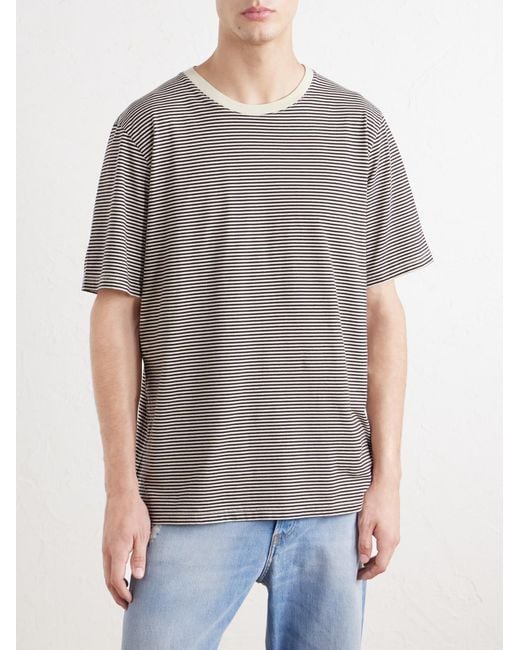 Folk Gray Striped Cotton-jersey T-shirt for men
