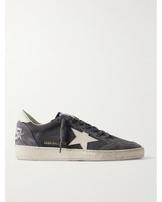 Golden Goose Deluxe Brand Gray Ball Star Distressed Suede-Trimmed Leather Sneakers for men
