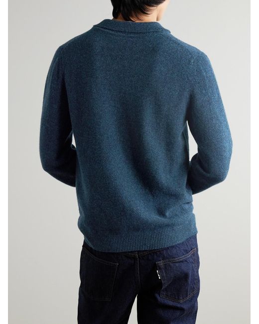 Sunspel Blue Wool Polo Shirt for men