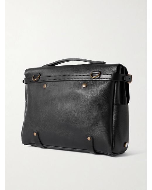 Bleu De Chauffe Black Éclair Full-Grain Leather Messenger Bag for men
