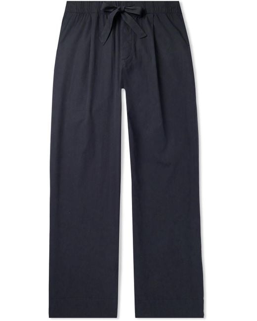 Tekla Blue Birkenstock Straight-leg Pleated Organic Cotton-poplin Pyjama Trousers for men