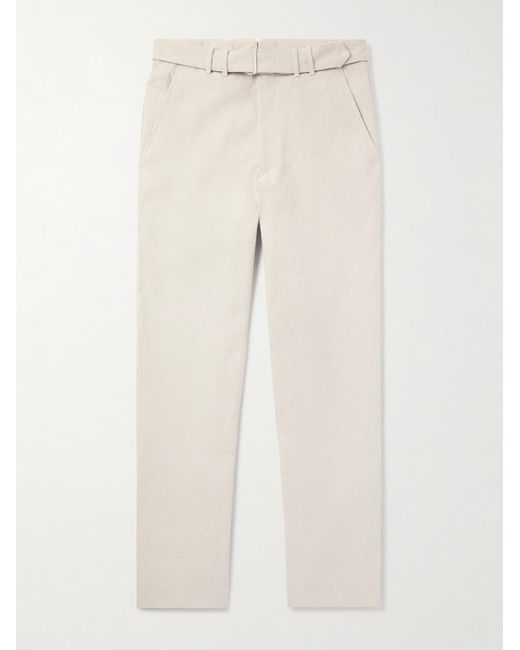 STÒFFA Natural Straight-Leg Belted Cotton-Twill Trousers for men