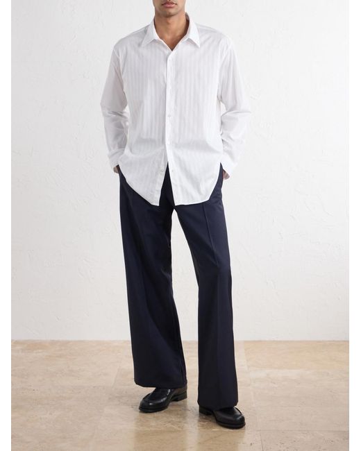 mfpen White Auditorium Striped Cotton-Mélange Shirt for men