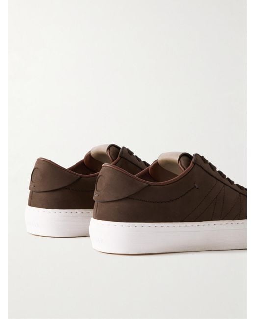 Moncler Brown Monclub Embroidered Suede Sneakers for men