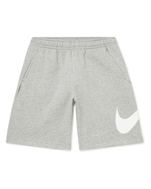Nike Gray Sportswear Club Wide-leg Logo-print Cotton-blend Jersey Shorts for men