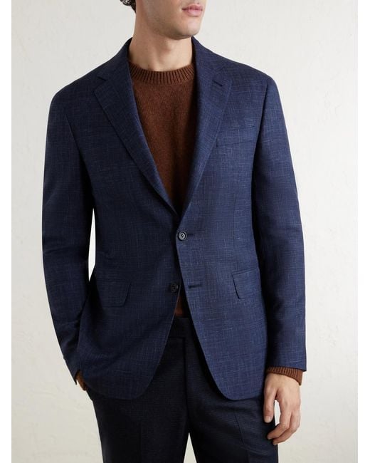 Canali Blue Kei Wool Suit Jacket for men