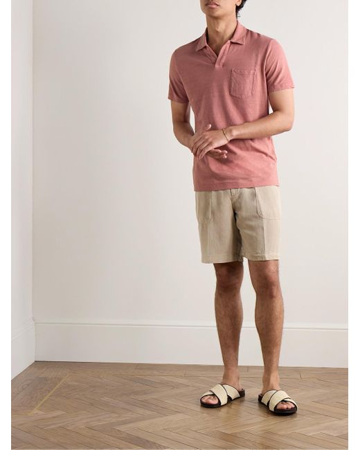 Altea Pink Dennis Cotton And Linen-blend Polo Shirt for men