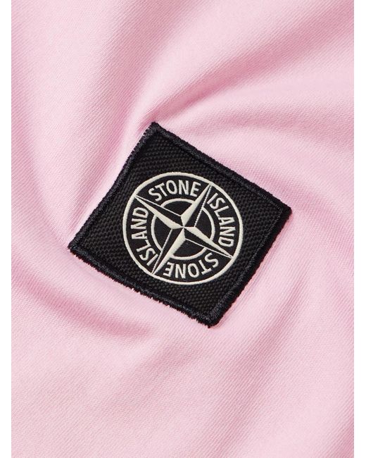 T-shirt in jersey di cotone con logo applicato di Stone Island in Pink da Uomo