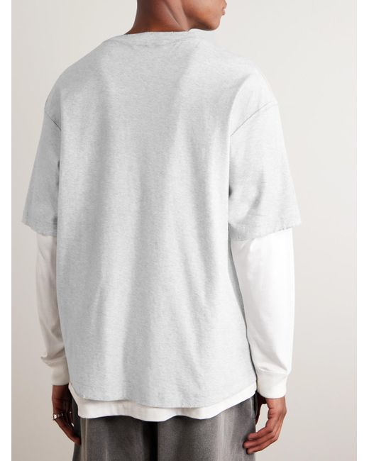 Acne White Exford Distressed Logo-Print Organic Cotton-Jersey T-Shirt for men