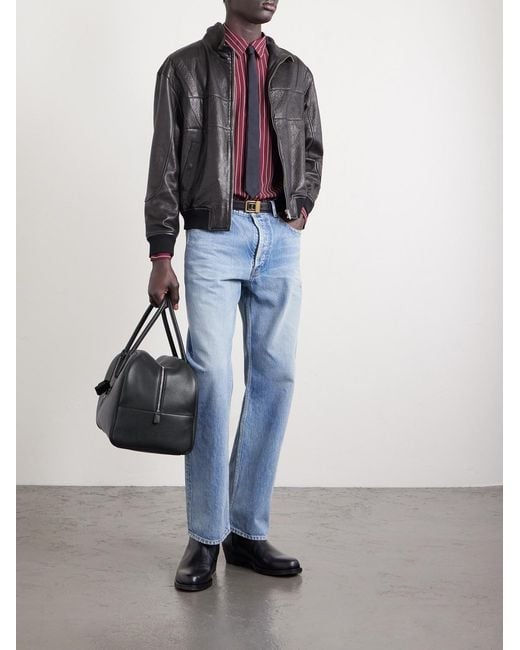 Saint Laurent Black Full-grain Leather Duffle Bag for men