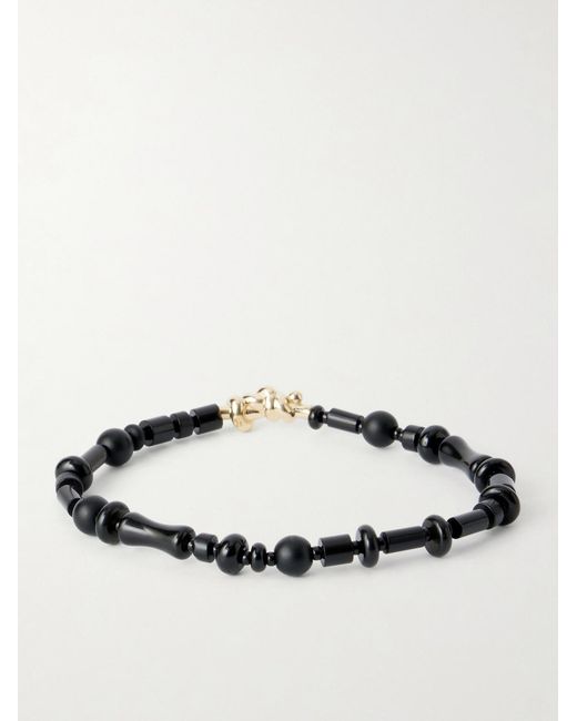 Luis Morais Black 14-Karat Agate Beaded Bracelet for men