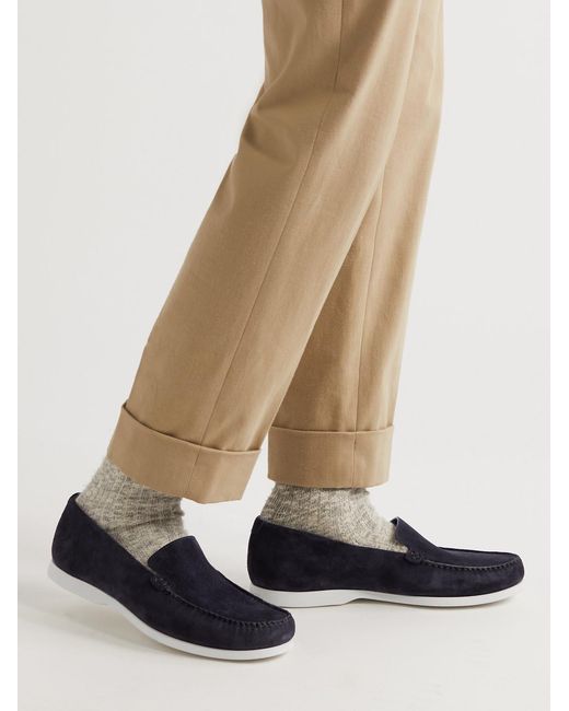 Manolo Blahnik Blue Monaco Suede Loafers for men