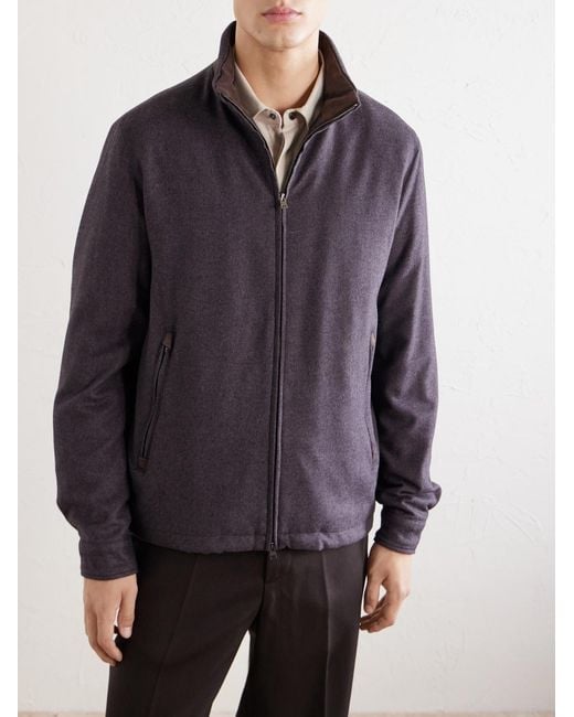 Herno Gray Silk And Cashmere-Blend Twill Bomber Jacket for men