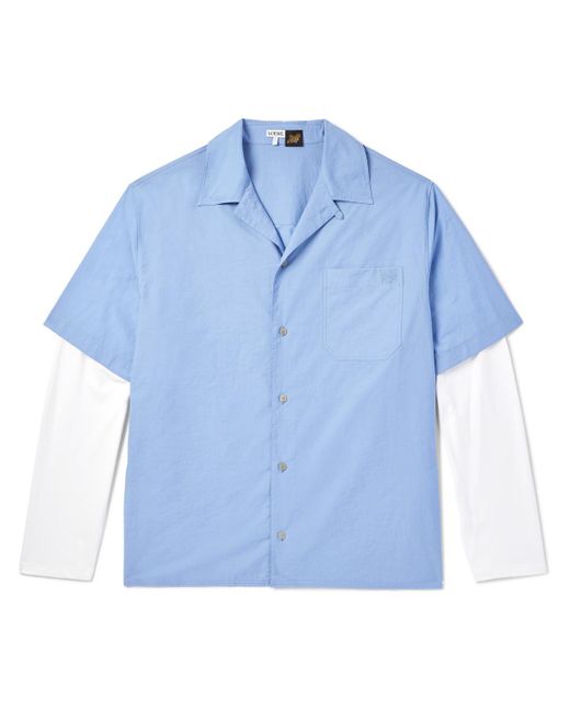 Loewe Blue Paula's Ibiza Convertible-collar Layered Cotton-blend And Cotton-jersey Shirt for men