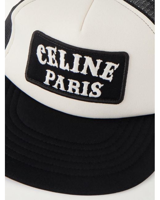 Céline Black Logo-appliquéd Cotton-canvas And Mesh Trucker Cap for men